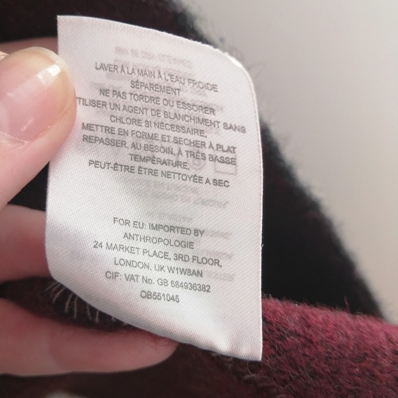 Anthropologie Moth Morris Wool Sleeveless Duster Vest Gray Maroon XS/S - Picture 15 of 17